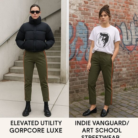 Nili Lotan Women Olive Stripe Pant M Utility Tailored Parisian Street Soft Power - Picture 1 of 15